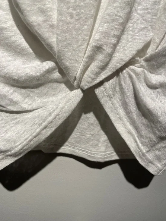 NWT Banana Republic Women’s Short Sleeve Twist-Front European Flax Linen Tee - Picture 5 of 7